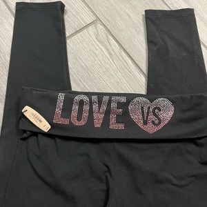 Victoria’s Secret bedazzled pink hearts leggings, size medium